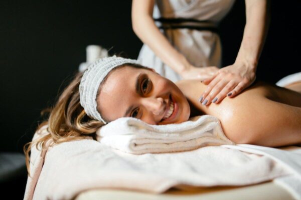 Beautiful woman enjoying massage